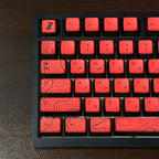 كي كابس Keycaps Topo R أحمر Red منظر علوي حروف عربية إنجليزية واضحة وتصميم طبوغرافي مع شعار هرتزسوق