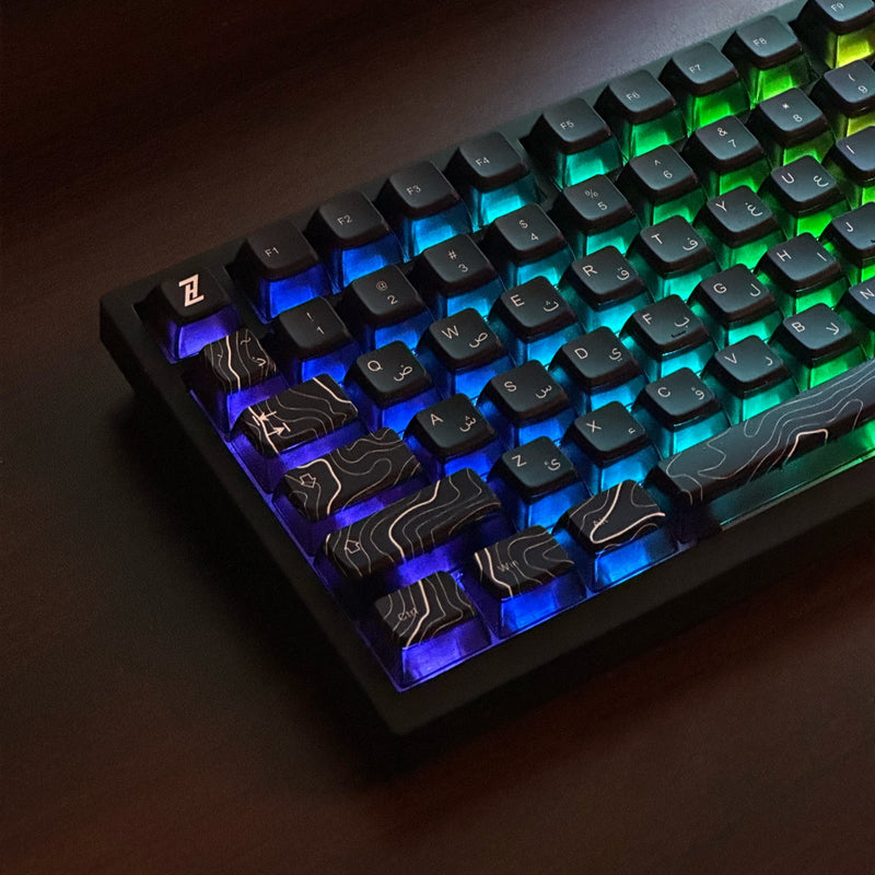 كي كابس Keycaps Topo B أسود Black بحروف عربية وإنجليزية بإضاءة RGB من هرتزسوق